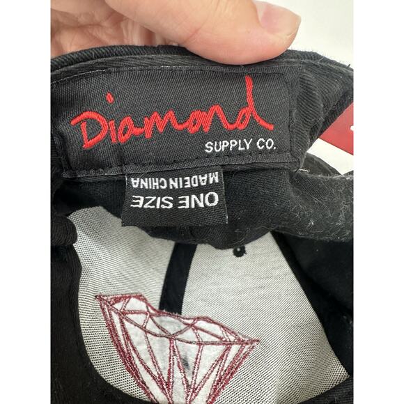 Diamond Supply Co Snapback Flat Brim Black Red Adjustable Cap - Picture 4 of 9